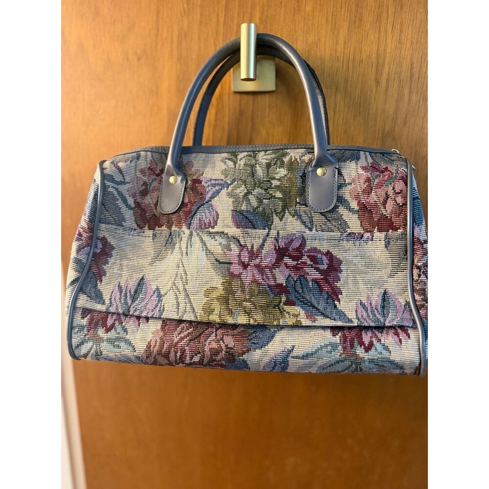 Vintage Floral Tapestry Satchel Compass Handbag